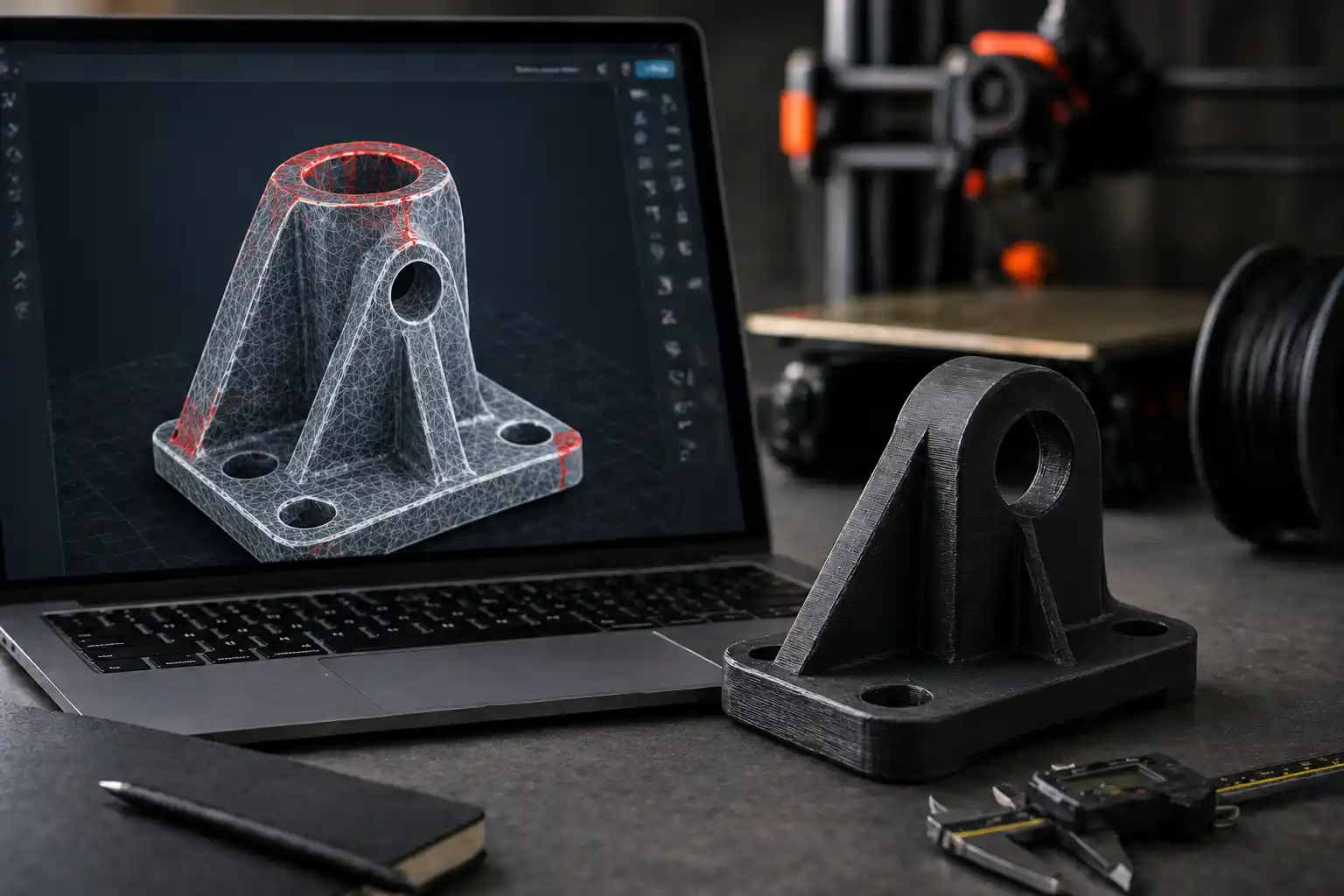 Schermata di un software 3D con un file STL aperto pronto per la stampa