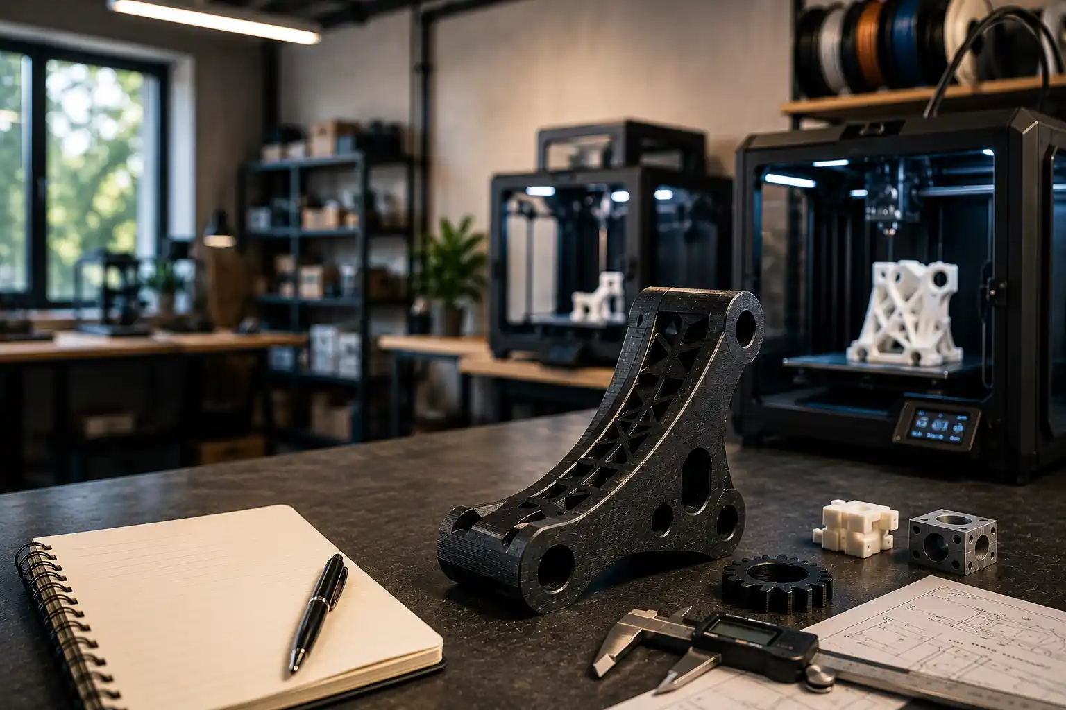 Laboratorio di stampa 3D professionale con stampanti in funzione